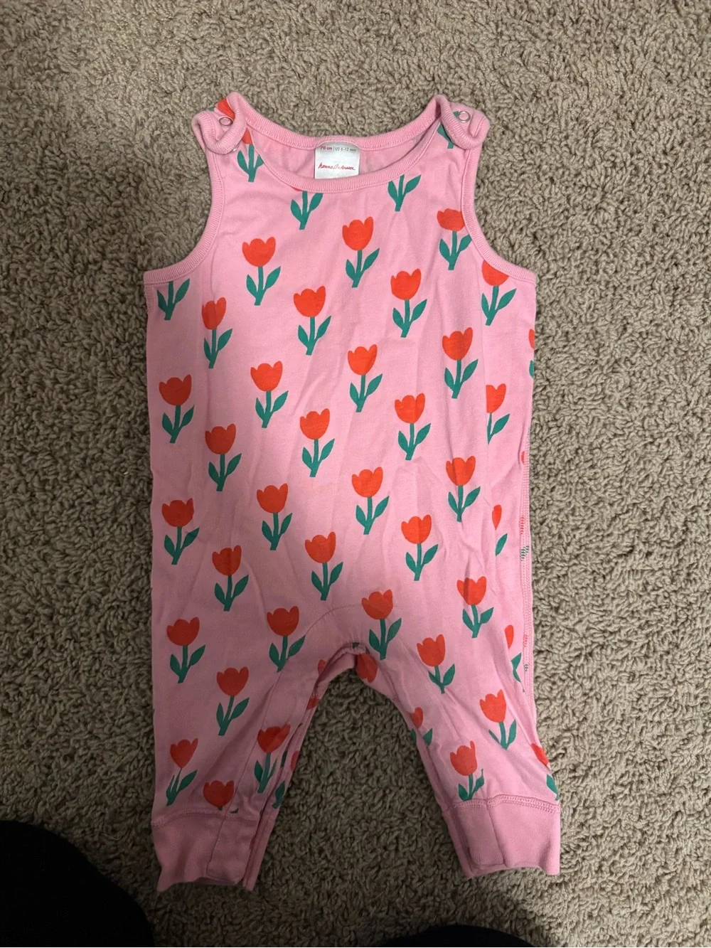 Hanna Andersson Pink Tulip Print Coveralls
